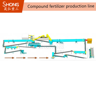 100,000 Tonnen jährliche Produktion Zusammengesetzte Düngemittel Produktionslinie mit Drehtrommel Granulator für 1-10mm Granulengröße