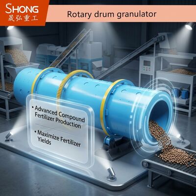 Drehtrommelgranulator für die Herstellung von Düngemittel mit kugelförmigen Granulaten mit einer Granulationsrate von 70%
